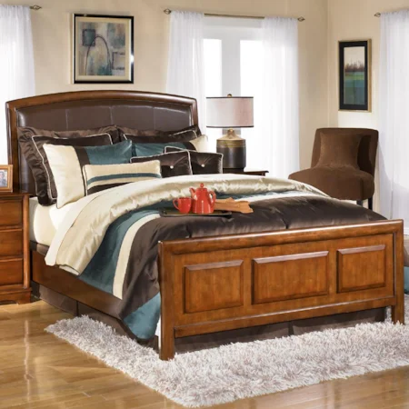 Faux Leather Upholstered King Sleigh Bed