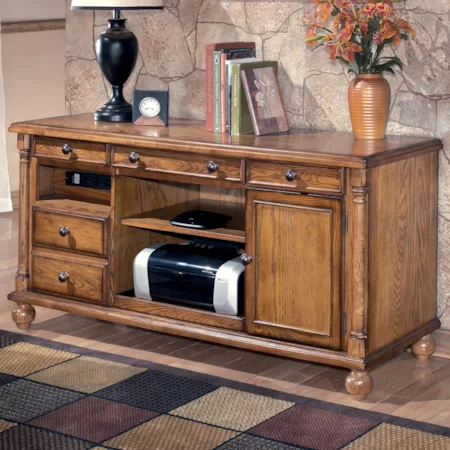 Large Credenza with Built-In Outlet, Keyboard Drawer, and Roll-Out Printer Tray