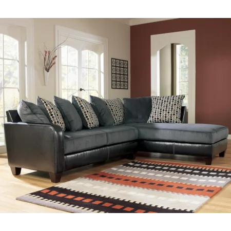 Contemporary 2-Piece Sectional with Faux Leather Base