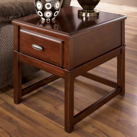 Chairside Wooden End Table with Drawer