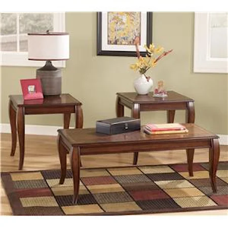 Transitional 3-in-1 Pack Occasional Tables in Cherry Finish