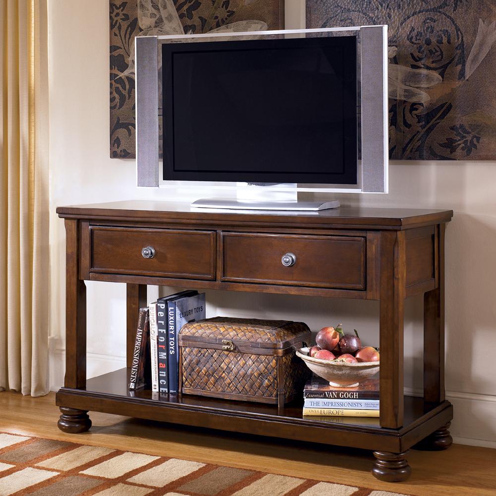 Signature Design by Ashley Porter Sofa Table/Media Console with Drop Front  Drawers | A1 Furniture u0026 Mattress | Sofa/Console Table