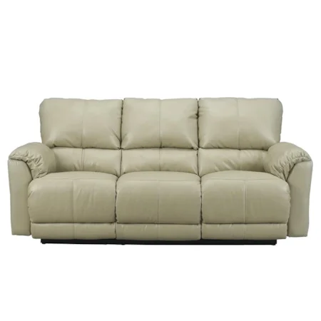 Faux Leather Reclining Sofa with Pillow Arms