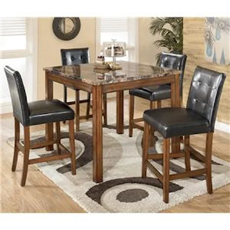 5-Piece Square Counter Height Table Set with Bar Stools