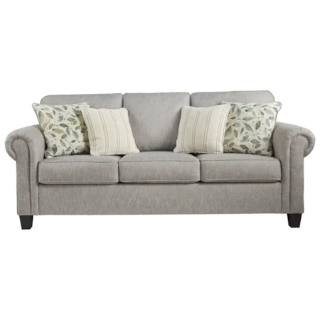 Transitional Queen Sofa Sleeper with Rolled Arms