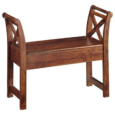 Acacia Solid Wood Accent Bench with Storage