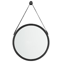 Dusan Black Accent Mirror with Leather Strap