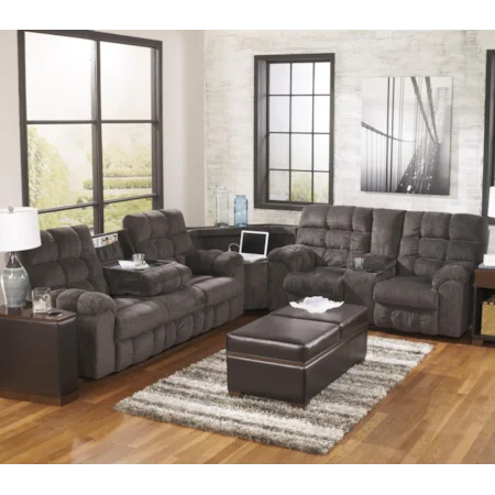 Reclining Sectional Sofa with Right Side Loveseat, Cup Holders and Charging Station