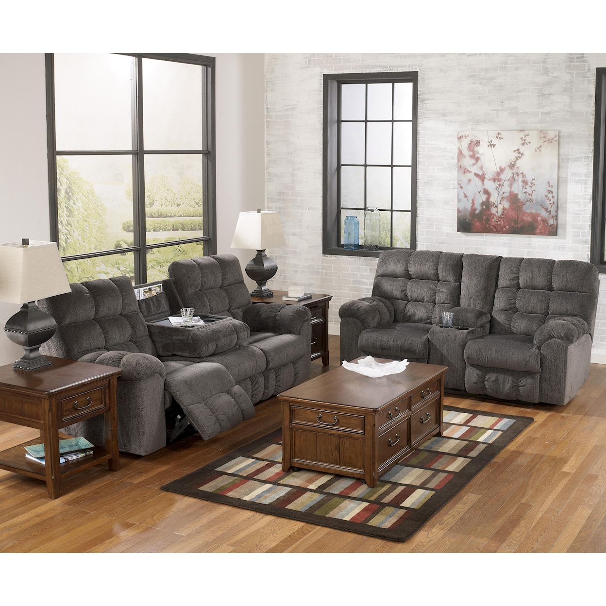 Signature Design by Ashley Acieona Reclining Sofa with Drop Down Table