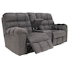 Benchcraft Acieona - Slate Double Reclining Loveseat with Console