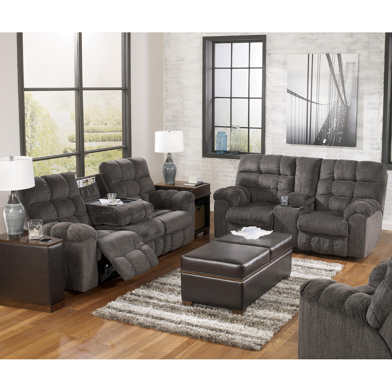 Signature Design by Ashley Acieona Double Reclining Loveseat with Console