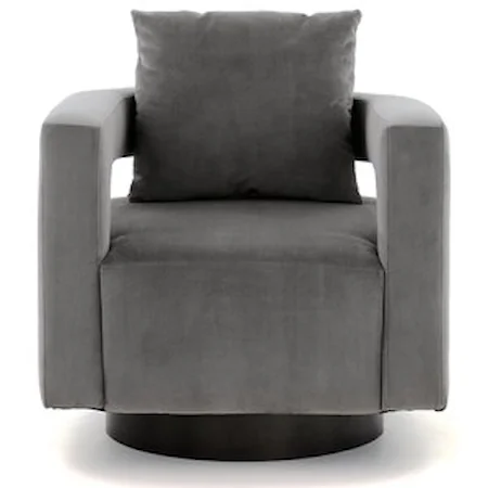 Contemporary Barrel Swivel Accent Chair in Velvet Fabric with with Loose Pillow