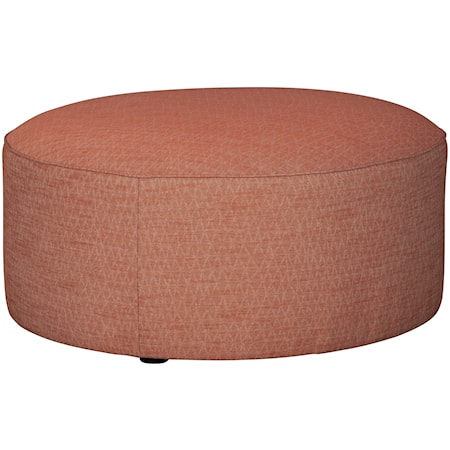 Round Oversized Accent Ottoman in Henna Fabric
