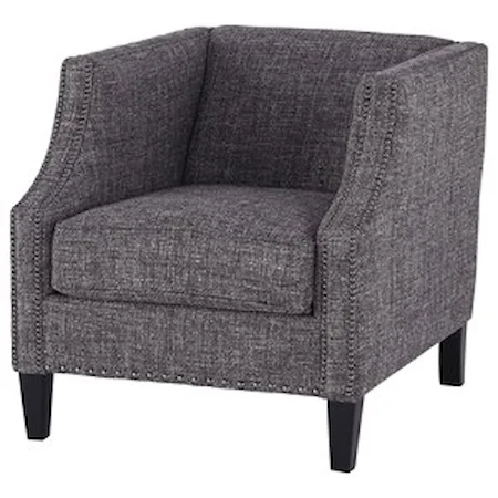 Contemporary Tuxedo Back Accent Chair with Nailheads