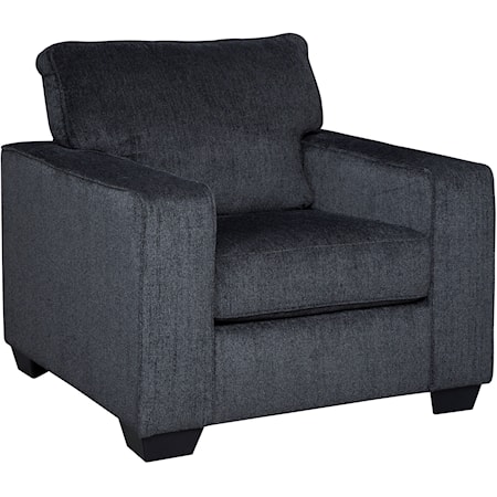 Contemporary Upholstered Chair with Track Arms