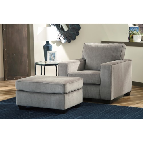 Contemporary Upholstered Chair and Ottoman