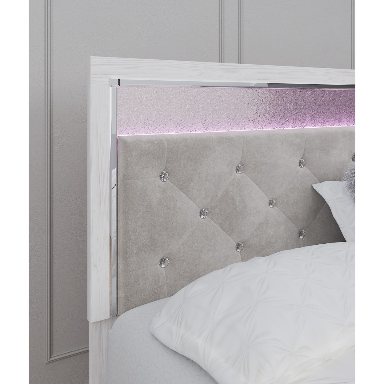 StyleLine Clara King Upholstered Panel Bed