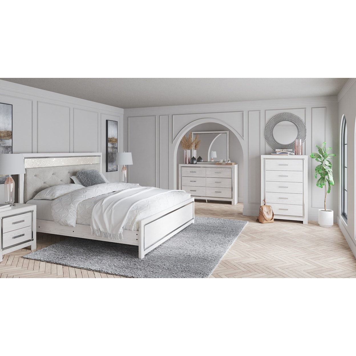 Ashley Signature Design Altyra King Upholstered Panel Bed