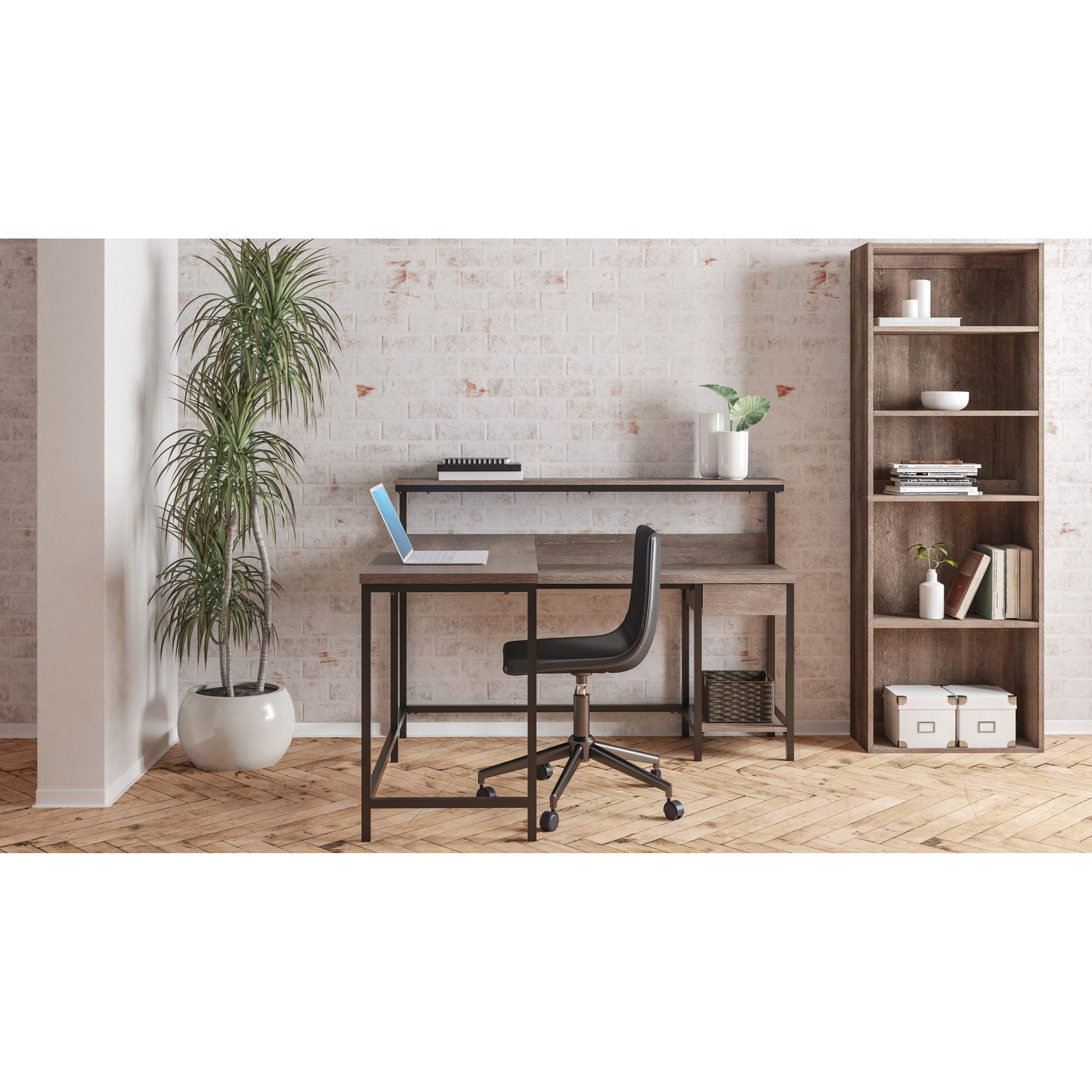 Ashley Signature Design Arlenbry L Desk with Storage and Black