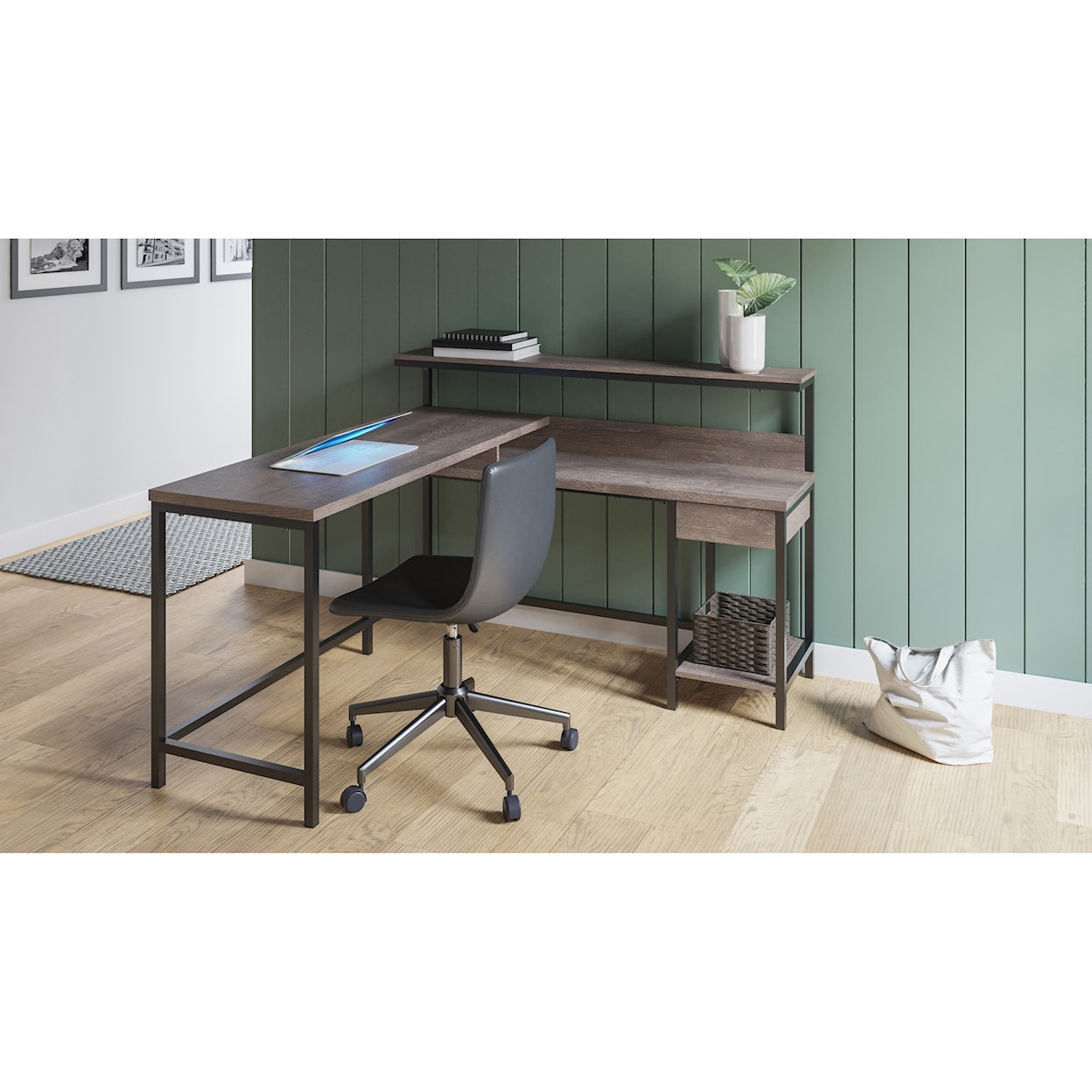 Ashley Furniture Signature Design Arlenbry L-Desk with Storage