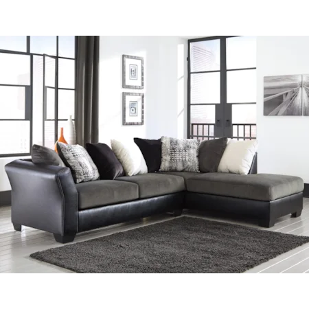 Contemporary 2-Piece Sectional with Right Chaise with Loose Back Pillows