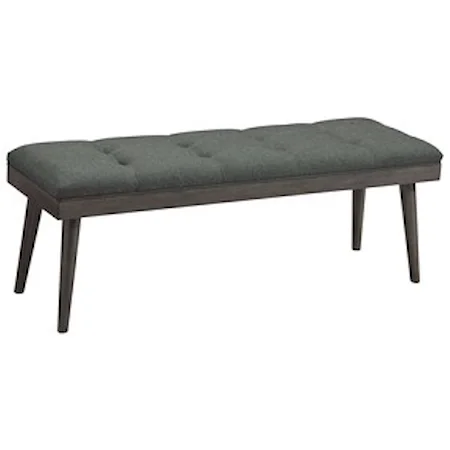 Accent Bench with Tufted Seat in Gray Fabric