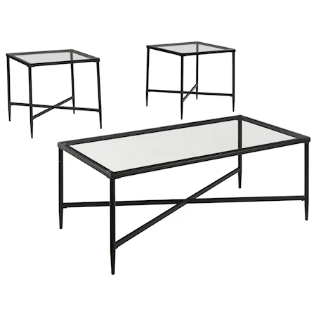 3-Piece Metal & Glass Occasional Table Set