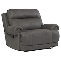 Zero Wall Recliner with Rolled Arms and Nailhead Trim