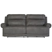2 Seat Reclining Sofa with Rolled Arms and Nailhead Trim