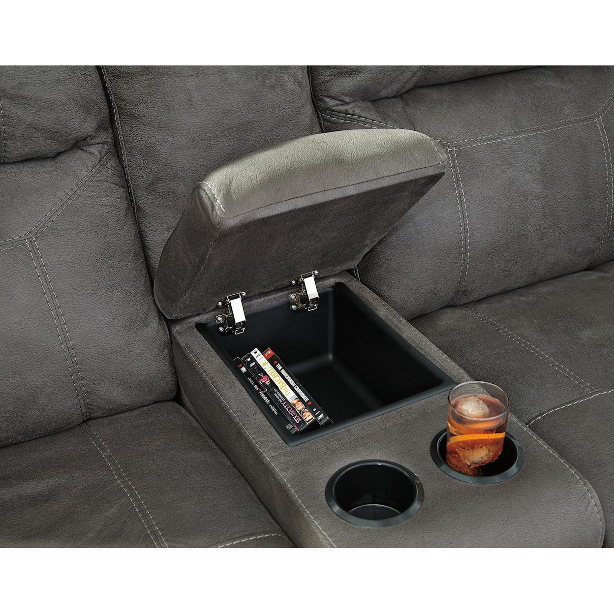 Signature Design Austere Double Reclining Loveseat w/ Console