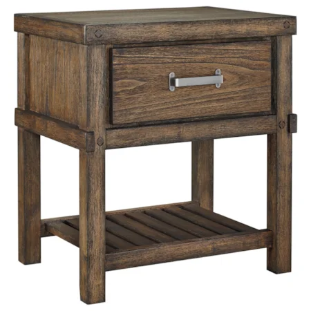 Contemporary Night Stand with Slatted Shelf