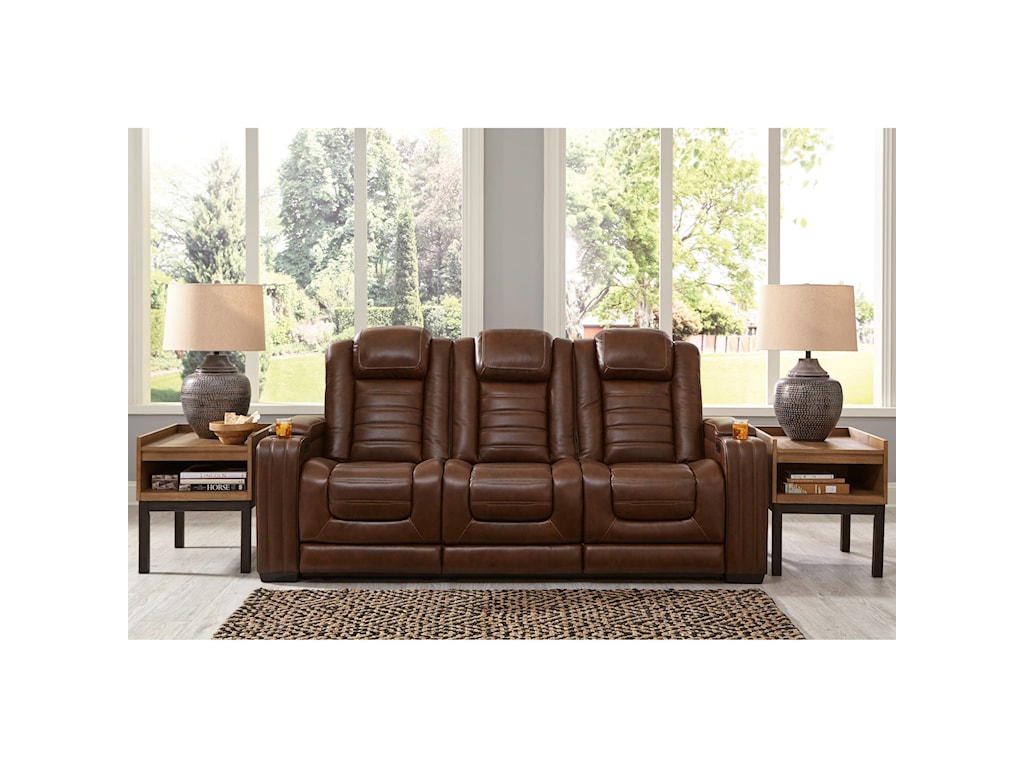 backtrack dual power leather reclining sofa