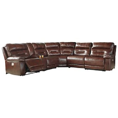 Casual Power Reclining Sectional with Power Headrest and Storage Console