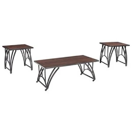 Wood/Metal 3-Piece Occasional Table Set