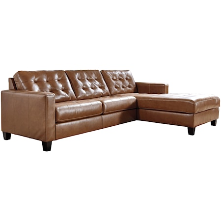 Leather Match 2-Piece Sectional with Chaise and Tufting