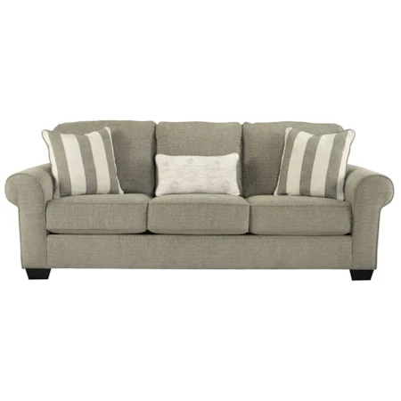 Queen Sofa Sleeper with Large Rolled Arms & Memory Foam Mattress