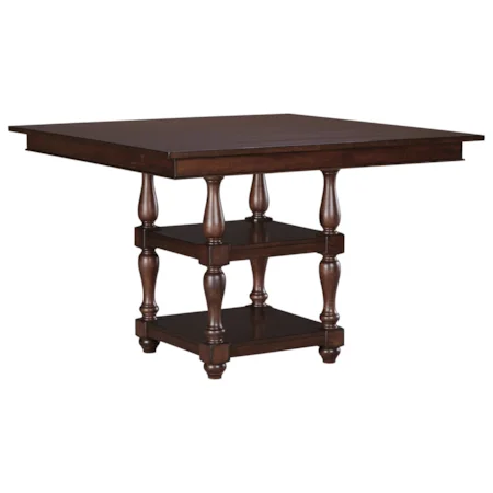 Transitional Square Dining Room Counter Table with Turned Legs