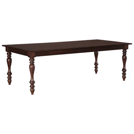 Traditional Rectangular Dining Room Extension Table with Turned Legs