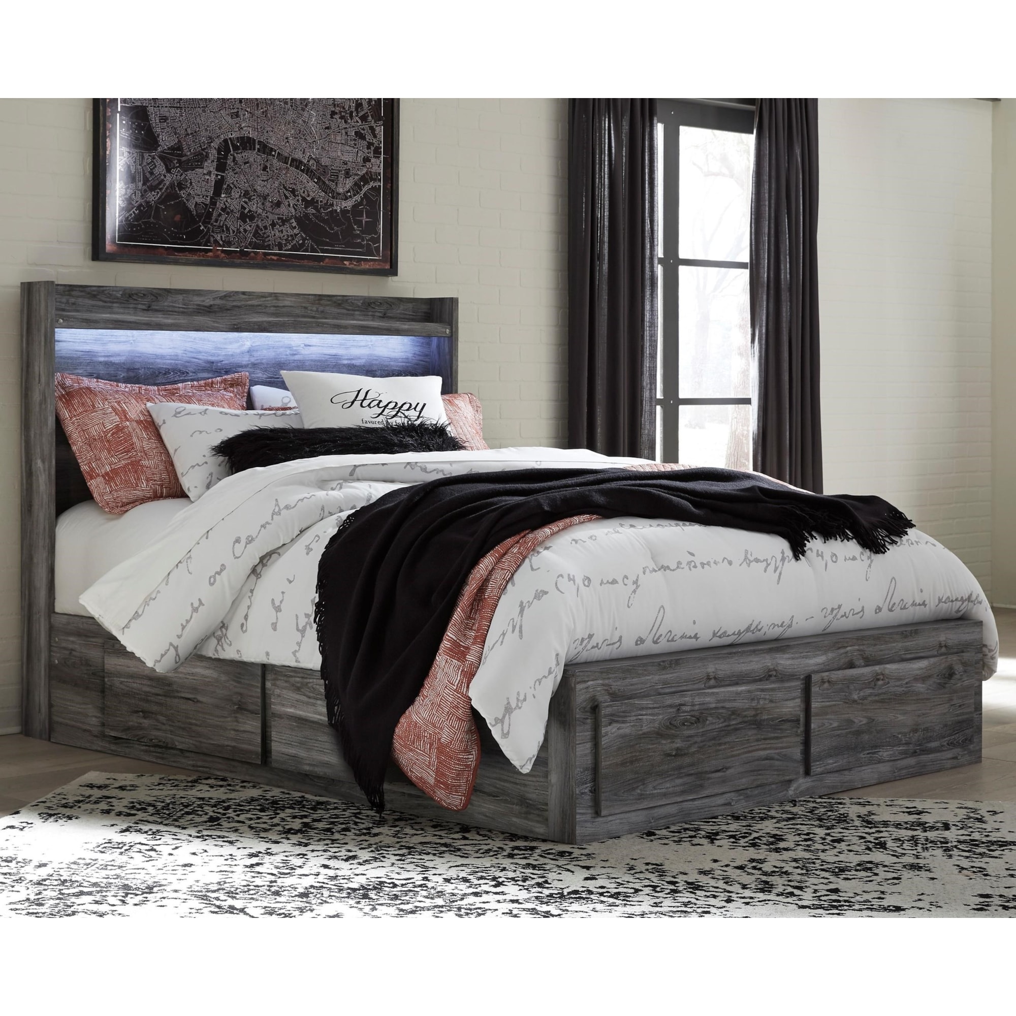 Baystorm Panel Bed with Footboard Storage - Gray Baystorm Panel Bed with Footboard Storage - Gray