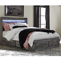Contemporary Queen Panel Bed with Storage Footboard