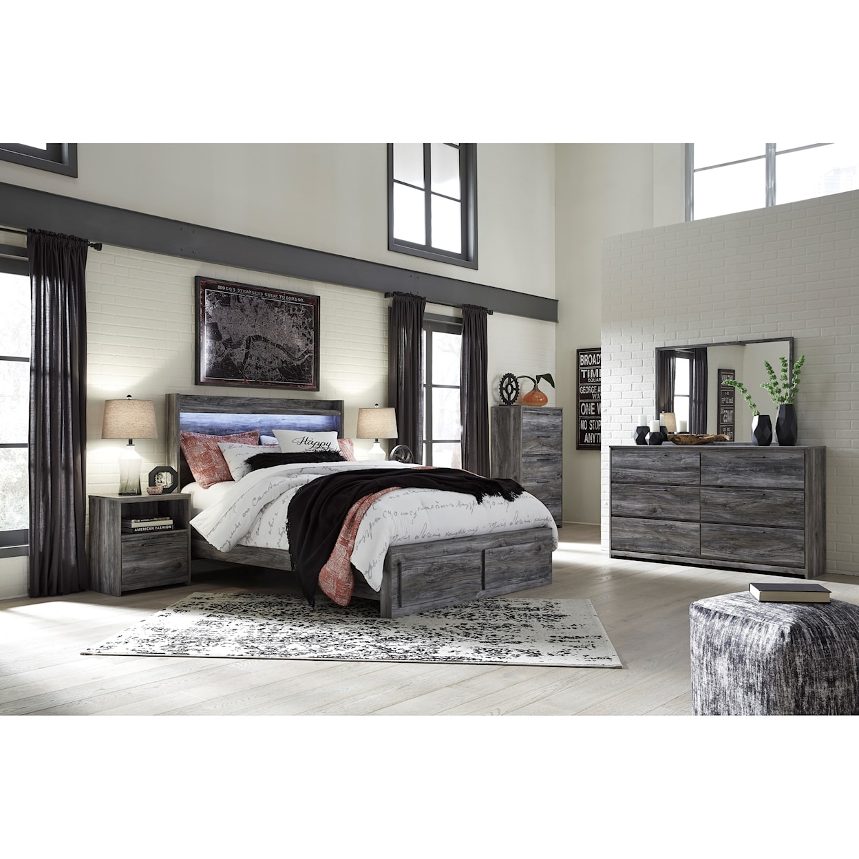 Benchcraft Baystorm Queen Panel Bed with Storage Footboard