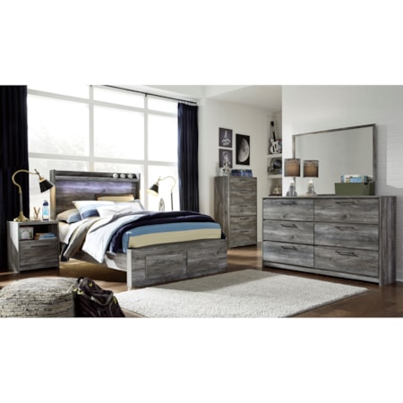Full Panel Bed with Storage Footboard