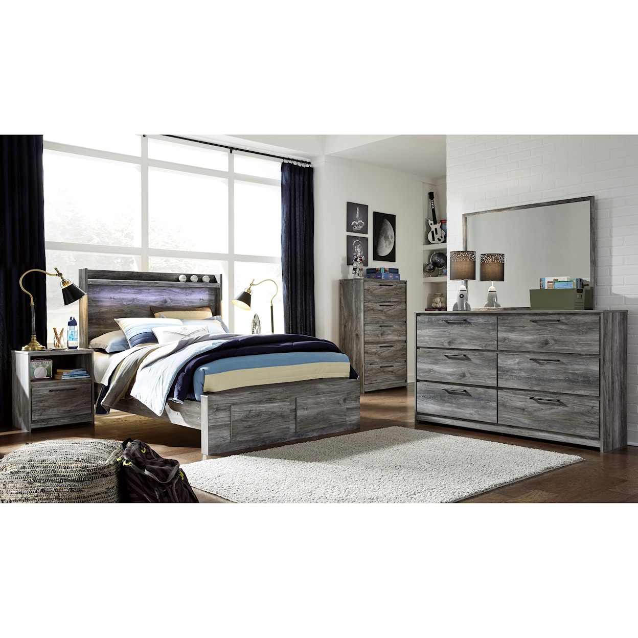 Ashley Signature Design Baystorm Full Panel Bed with Storage Footboard