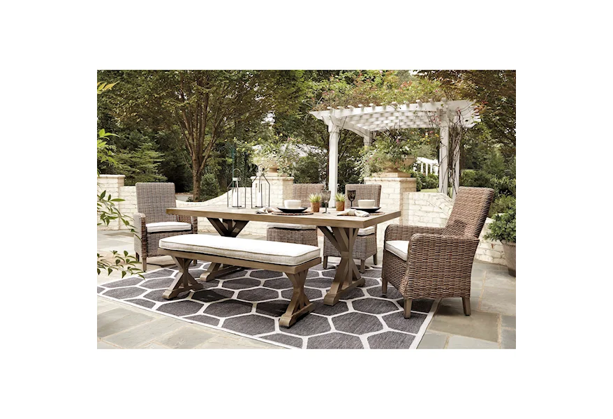 Beachcroft 6 Piece Outdoor Dining Set by Signature Design by Ashley at Esprit Decor Home Furnishings