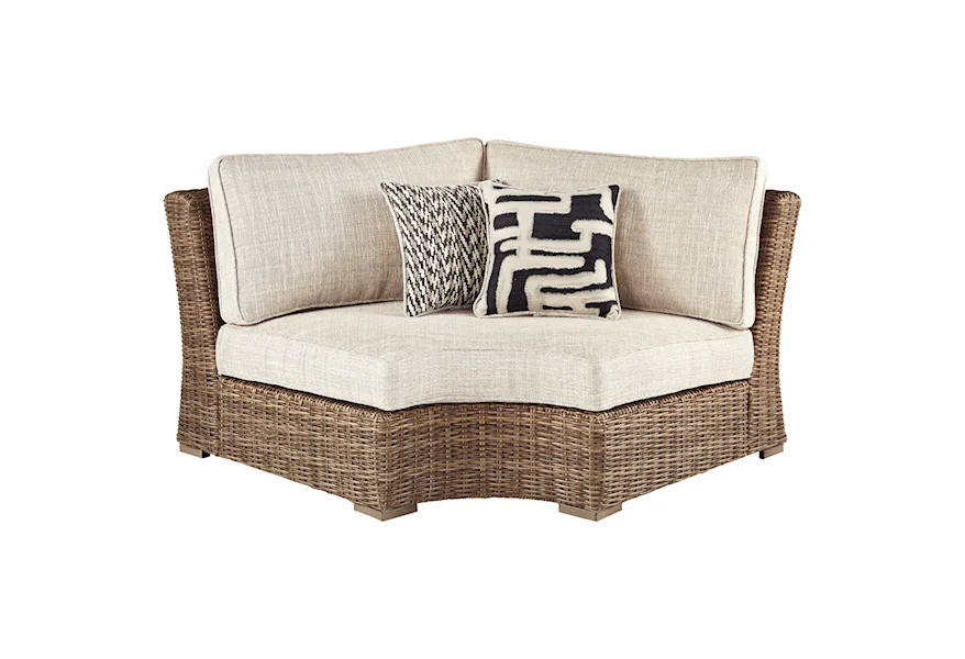 Beachcroft Curved Corner Chair with Cushion by Signature Design by Ashley at Rife's Home Furniture