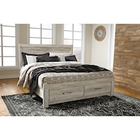 King Panel Bed with Storage Footboard