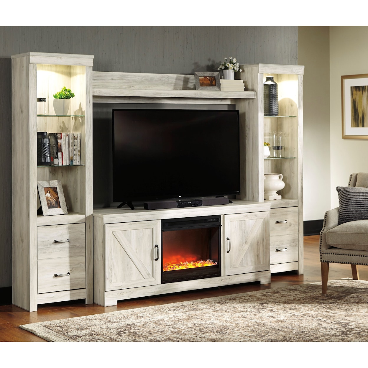 Ashley Furniture Signature Design Bellaby Wall Unit with Fireplace