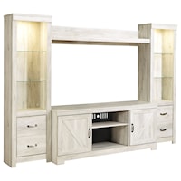 Wall Unit with 2 Piers in Rustic White Finish