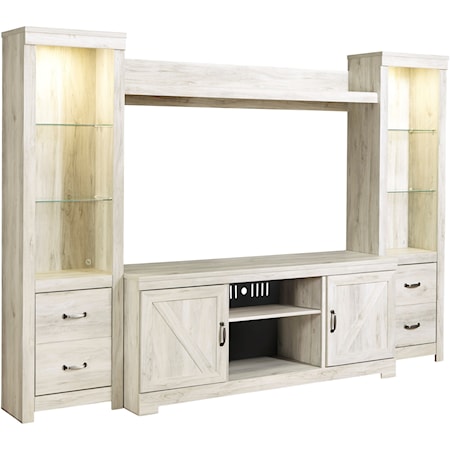 Wall Unit with 2 Piers in Rustic White Finish