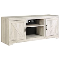 Large TV Stand in Rustic White Finish